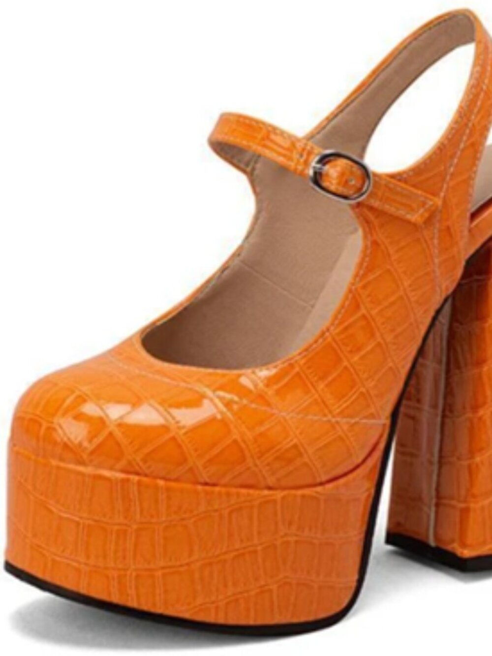 Women's Mary Janes Slingbacks High Heels Dress Shoes Platform Alligator Pattern